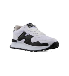 Mega Rahat İç Taban Fileli Dış Yüzey Bağcıklı Günlük Ayakkabı Sneakers (Beyaz)