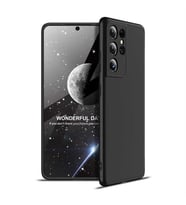 Samsung Galaxy S21 Ultra Kılıf 3 Parça Slim Sert Silikon Kapak AYS (Siyah)