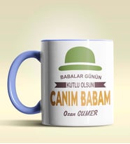Kişiye Özel Canım Babam 3 Tasarımlı Siyah Kupa Bardak (Mavi)