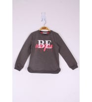 Toontoy Kız Çocuk Be Baskılı Sweatshirt  (Antrasit Melanj)
