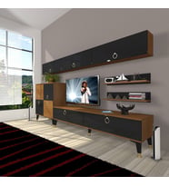 Decoraktiv Eko 8 Mdf Std Gold Tv Ünitesi Tv Sehpası (Siyah - Ceviz)