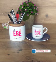 Ebe Hediyeleri Türk Kahvesi Fincanı Kırmızı, Kalemlik Kişiye Özel Hediye (Model 2)
