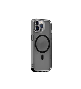 Uyumlu Model Apple iPhone 13 Pro Max Kılıf Magsafe Lens Korumalı Şeffaf Silikon Kapak (Siyah)