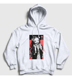 Presmono Unisex Beyaz Nezuko Kamado V3 Anime Demon Slayer Kimetsu No Yaiba Kapüşonlu Sweatshirt 308350tt (Beyaz)