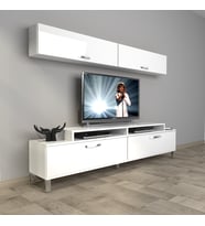 Decoraktiv Ekoflex 5 Slm Krom Ayaklı Tv Ünitesi Tv Sehpası (Beyaz)
