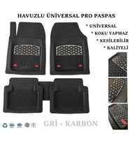 Fiat 500 L 2023  Uyumlu Derin Havuzlu Üniversal Pro Paspas (Siyah-Gri)