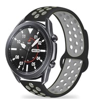 Samsung Galaxy Watch 46mm Kordon Delikli Spor Kordon (Gümüş-Siyah)