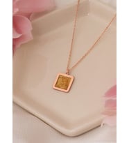 MİNELİ KARE ŞEKLİNDE GÜMÜŞ KOLYE (Rose)