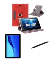Huawei MatePad SE 10.4" Standlı Tablet Kılıfı+Nano Kırılmaz Ekran Koruyucu+Dokunmatik Kalem (Kırmızı)