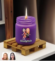 BK Gift Kişiye Özel DTF Anne Kız Karikatürlü Renkli Cam Kavanozda Kokulu Mum-1(13 Renk Seçeneği), Arkadaşa Hediye, Anneye Hediye, Doğum Günü Hediyesi (Mor)
