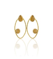 Kadir Jewellery 22 Ayar Altın Kaplama Geometrik Küpe -El İşçiliği Ve Hipoalerjenik Küpe (Sarı)