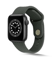 Apple Watch 38mm Kordon Silikon Örgü Kordon (Koyu Yeşil)