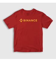 Presmono Unisex Çocuk Beyaz Logo Binance Bitcoin T-Shirt 322968tt (Kırmızı)