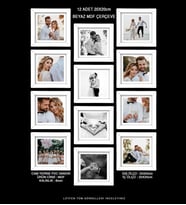 12 Adet 20x20 Çerçeve - Mdf Çerçeve - Kare Fotoğraf Çerçevesi (Beyaz)
