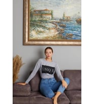 Yazı Baskılı Sweat 9130-1 (Gri)