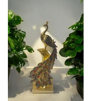 Dikey Taşlı Tavuskuşu  Dekoratif Obje (Gold)