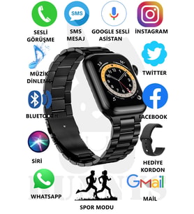 Huawei Uyumlu Watch 8 Pro Metal Kordonlu Akıllı Saat 45mm Nfc Özellikli Bt Çağrı Destekli (Siyah)