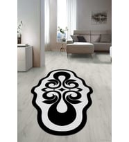 Dijital Baskılı Kaymaz Taban Yıkanabilir Lazer Kesim Salon Halısı Yolluk NLZR-HT-1016 (Siyah)