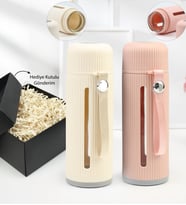 Hediye Kutusunda 2'li 500 ml Plastik Sargılı Cam Matara (Model 6)