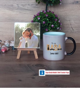 Babaya Doğum Günü Hediyesi Fotoğraflı Dekoratif Taş, Kupa Bardak Beyaz Hediye Babalar Günü Hediyesi (Model 9)