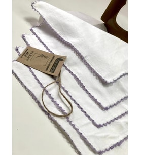neocotton çift katlı 22x22 cm ebadında oyalı pamuklu 10'lu bebek ağız yüz temizleme bakım mendili (Mor)