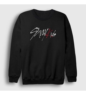 Presmono Unisex Beyaz Logo Stray Kids Sweatshirt 122723tt (Siyah)