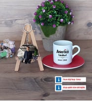 Anestezi Teknikeri Türk Kahvesi Fincanı Ahşap Altlıklı ve Fotoğraflı Ahşap Anahtarlık Hediye (Model 3)