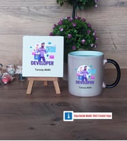 Developer Dekoratif Taş, Kupa Bardak Kırmızı Hediye (Model 8)