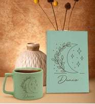 BK Gift Kişiye Özel İsimli Yeşil Sert Kapaklı Defter ve Middle Kupa Seti, Arkadaşa Hediye, Yeni İş Hediyesi, Doğum Günü Hediyesi (Model 8)