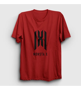 Presmono Unisex Sarı Logo K-Pop Monsta X T-Shirt 274360tt (Kırmızı)