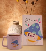 BK Gift Kişiye Özel İsimli Pembe Sert Kapaklı Defter ve Middle Kupa Seti, Arkadaşa Hediye, Yeni İş Hediyesi, Doğum Günü Hediyesi-1 (Model 7)