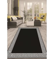 Dijital Kaymaz Taban Yıkanabilir Modern Renkli Salon Halısı Mutfak Halısı Yolluk ND-HT-838 (Siyah)