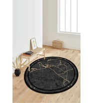 Dijital Baskılı Kaymaz Taban Yıkanabilir Yuvarlak Salon Halısı Koridor Halısı Paspas NDY-HT-364 (Çok Renkli)