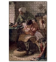 Cakapuzzle İhtiyar ve Hasta Kızı Yağlıboya Puzzle Yapboz MDF (Ahşap) (1000 Parça)