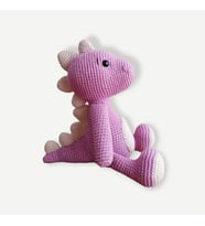 Dino Amigurumi El Örgüsü Organik Oyuncak Uyku Arkadaşı (Pembe-Bej)