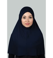 Hazır Türban Pratik Eşarp Tesettür Hijab - Namaz Örtüsü (XL) (Lacivert)