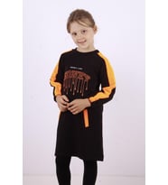 Toontoy Kız Çocuk Honey Baskılı Elbise (Siyah)