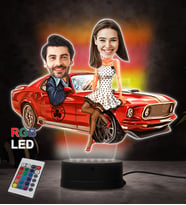 Kişiye Özel Fotoğraflı Sevimli Çift Tasarımlı Karikatür 3D Led Lamba (RGB)