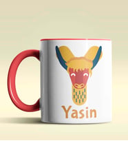Kişiye Özel Y Harfi Hayvanlar Tasarım Siyah Renk Kupa (Kırmızı)