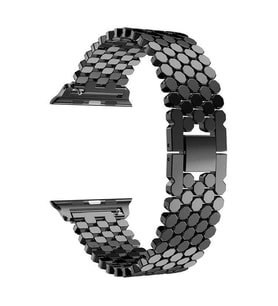Apple Watch 44/45/46/49mm Kordon Bal Peteği Metal Kordon 2/3/4/5/6/se/7/8/9/10/1 (Siyah)