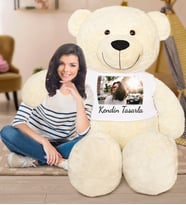 180 cm Kendin Tasarla Tişörtlü Tatlım Peluş Ayıcık (%100 Yerli) (Beyaz)