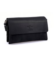 KANGAROO KINGDOM Hakiki Dana Deri Crazy Horse Koyu Taba Erkek El Portföy Clutch Çantası 9288-ZKT (Siyah)