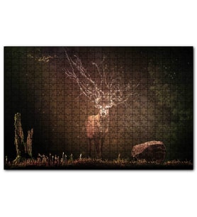 Cakapuzzle  Geyik Orman ve Güneş Işığı   Puzzle Yapboz MDF (Ahşap) (1000 Parça)