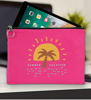 BK Gİft Yaz Temalı-6 Tablet Çantası 30x21cm(12 Renk Seçeneği), Ipad Çantası, Baskılı Tablet Kılıfı (Fuşya)