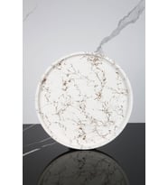 Mermer Desenli Sunum Tepsisi Yuvarlak Sunum Tabağı Sunumluk 28 Cm (Altın Rengi)