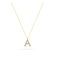 925 Ayar Gümüş Zirkon Taşlı Harf Kolye (Tüm Harfler Mevcuttur) (Gold)