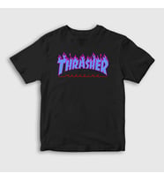 Presmono Unisex Çocuk Beyaz Logo V2 Thrasher T-Shirt 278451tt (Siyah)