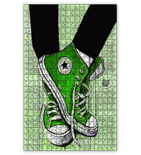 Cakapuzzle Yeşil Converse Puzzle Yapboz MDF (Ahşap) (500 Parça)