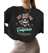 unisex 3 iplik şardonlu kalın kadın bisiklet yaka Bej erkek Kaliforniya panda maskotu Baskılı (Siyah)