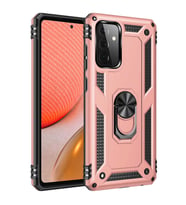 Samsung Galaxy A72 Uyumlu Kılıf Standlı Manyetik Yüzüklü Military Magnetic Ring Polycarbonate and TPU Case (Pudra)
